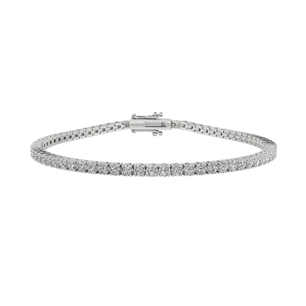 4 Prong Round Tennis Bracelet Double Safety