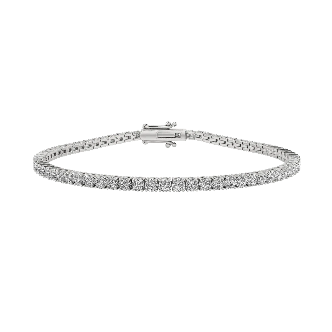 4 Prong Round Tennis Bracelet Double Safety