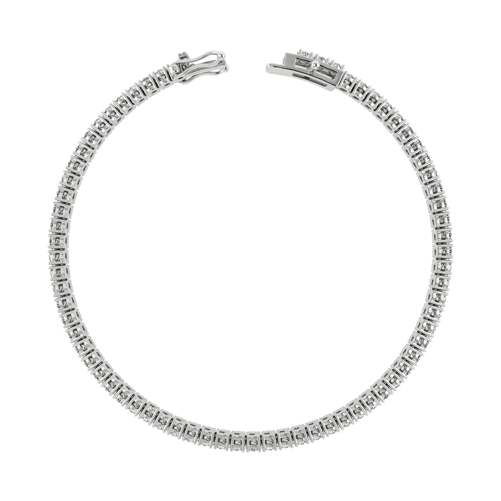 4 Prong Round Tennis Bracelet Double Safety