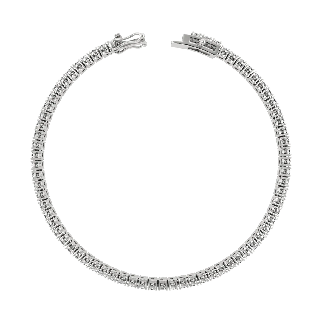 4 Prong Round Tennis Bracelet Double Safety