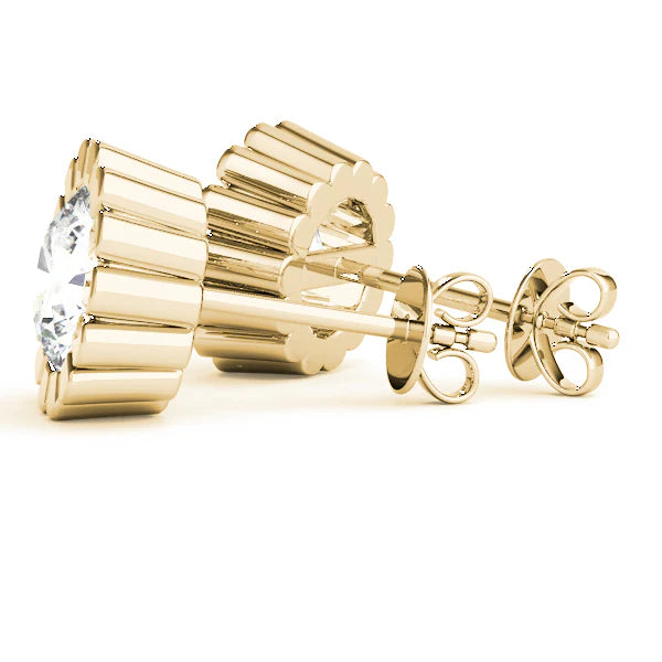 Round Flower Design Lab-Grown Diamond Stud Earrings