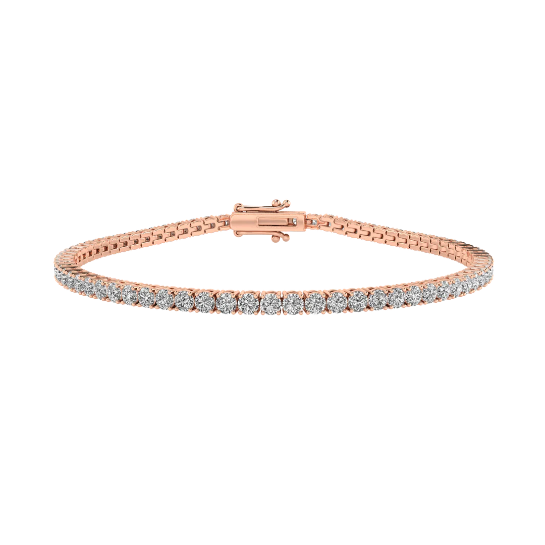 4 Prong Round Tennis Bracelet Double Safety