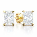 Radiant Cut Hidden Halo Stud Earrings