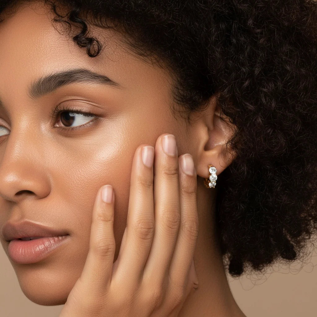 3-Stone Huggie Earrings Lab-Grown Diamonds