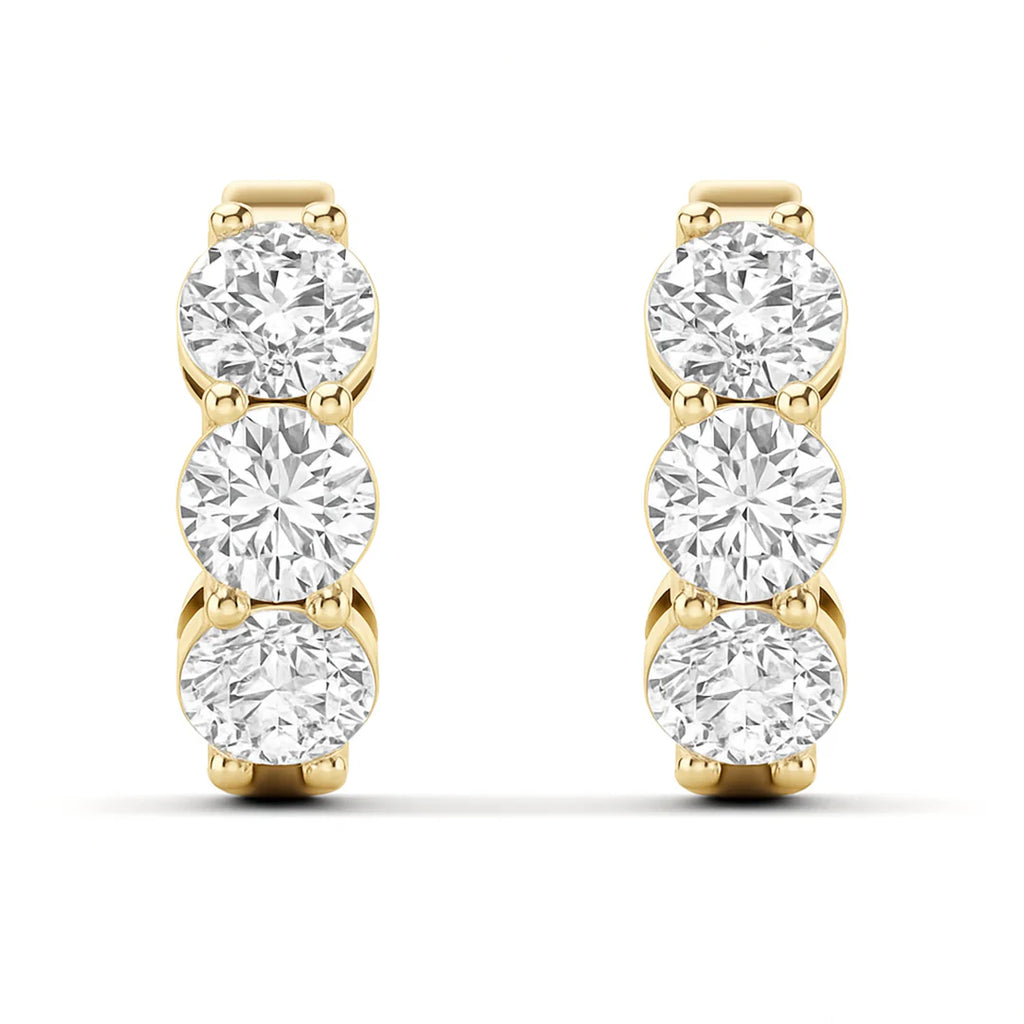 3-Stone Huggie Earrings Lab-Grown Diamonds