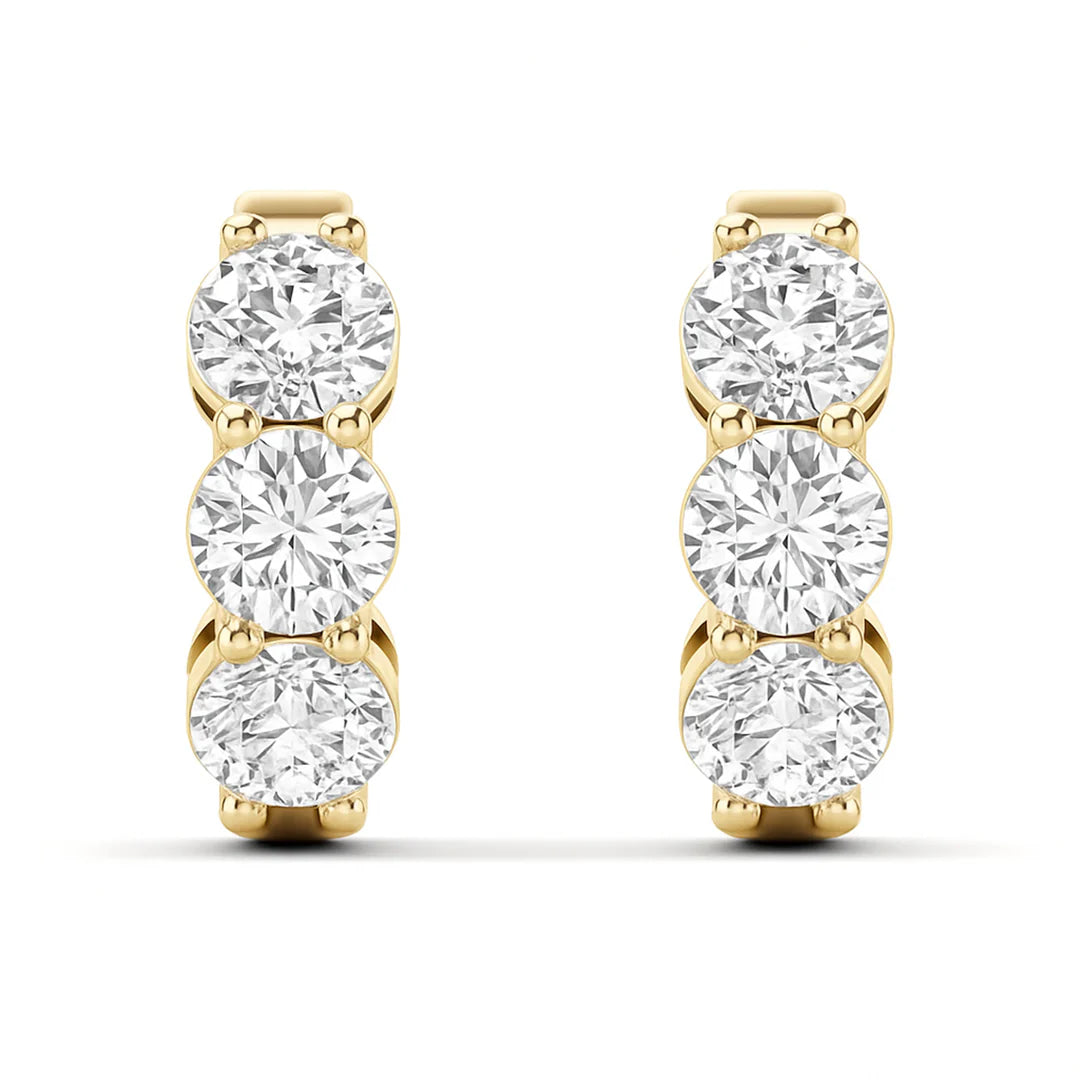 3-Stone Huggie Earrings Lab-Grown Diamonds