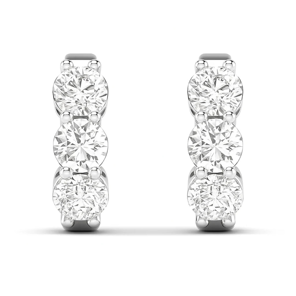 3-Stone Huggie Earrings Lab-Grown Diamonds