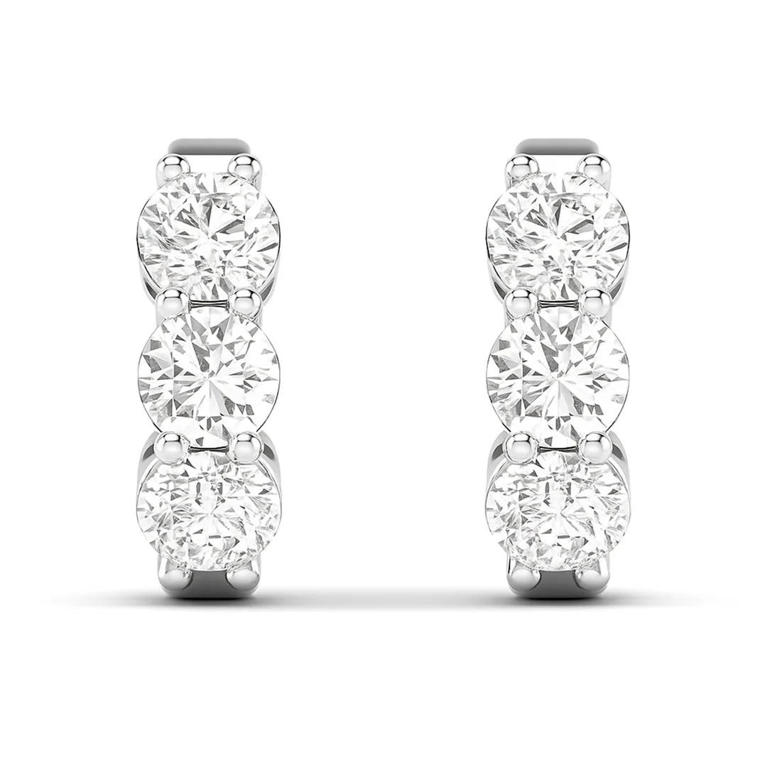3-Stone Huggie Earrings Lab-Grown Diamonds