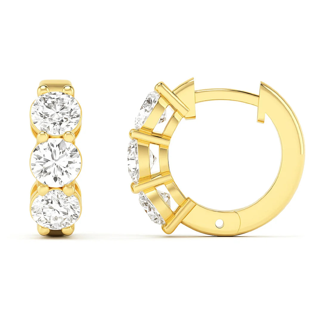 3-Stone Huggie Earrings Lab-Grown Diamonds