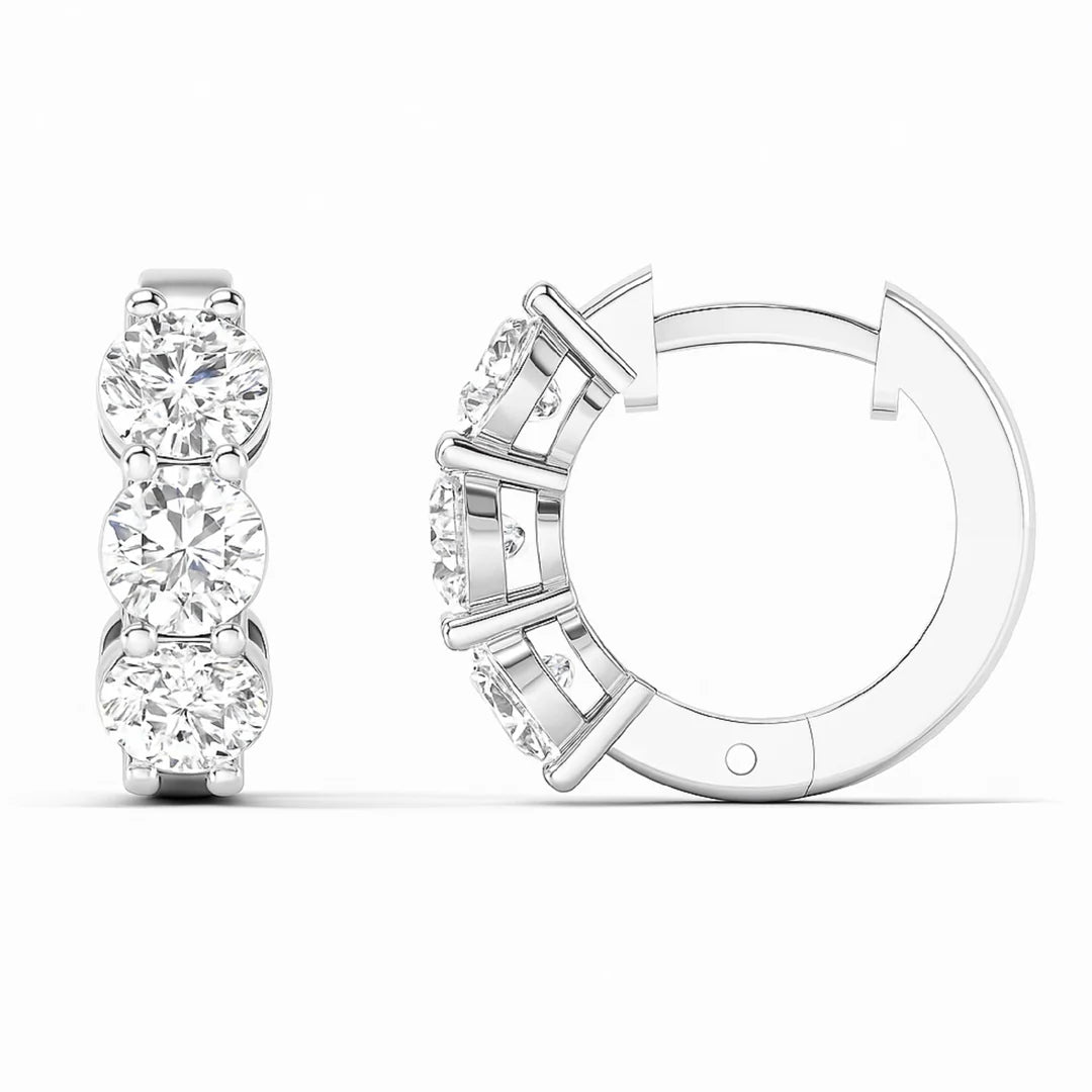 3-Stone Huggie Earrings Lab-Grown Diamonds