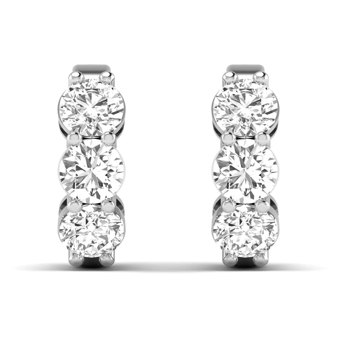3-Stone Huggie Earrings Lab-Grown Diamonds