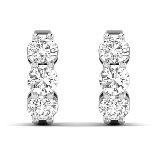 3-Stone Huggie Earrings Lab-Grown Diamonds
