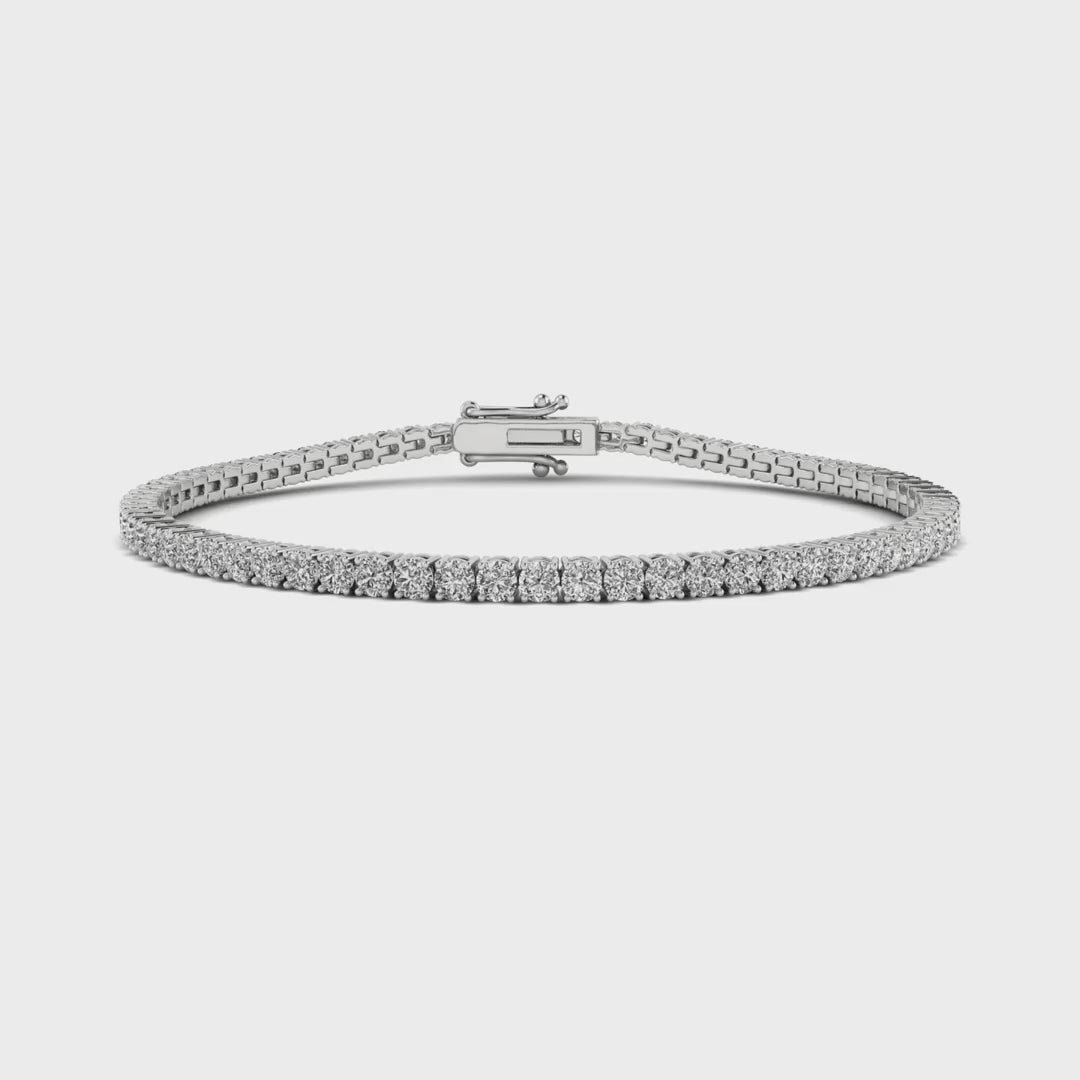 4 Prong Round Tennis Bracelet Double Safety